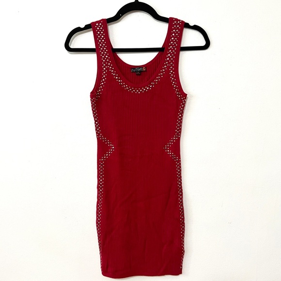 Guess Red Mini Dress with Studded Details - Picture 1 of 7
